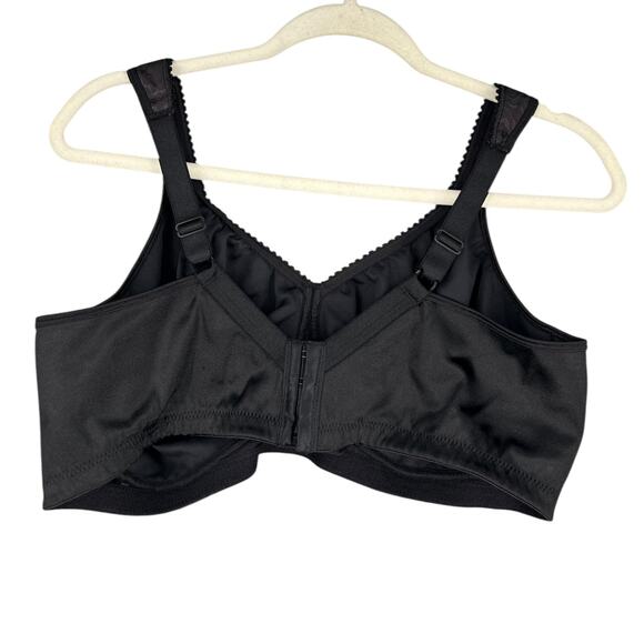 Playtex 18 Hour Black Floral Pattern Wide Straps Full Coverage Bra 44DD - Picture 2 of 5